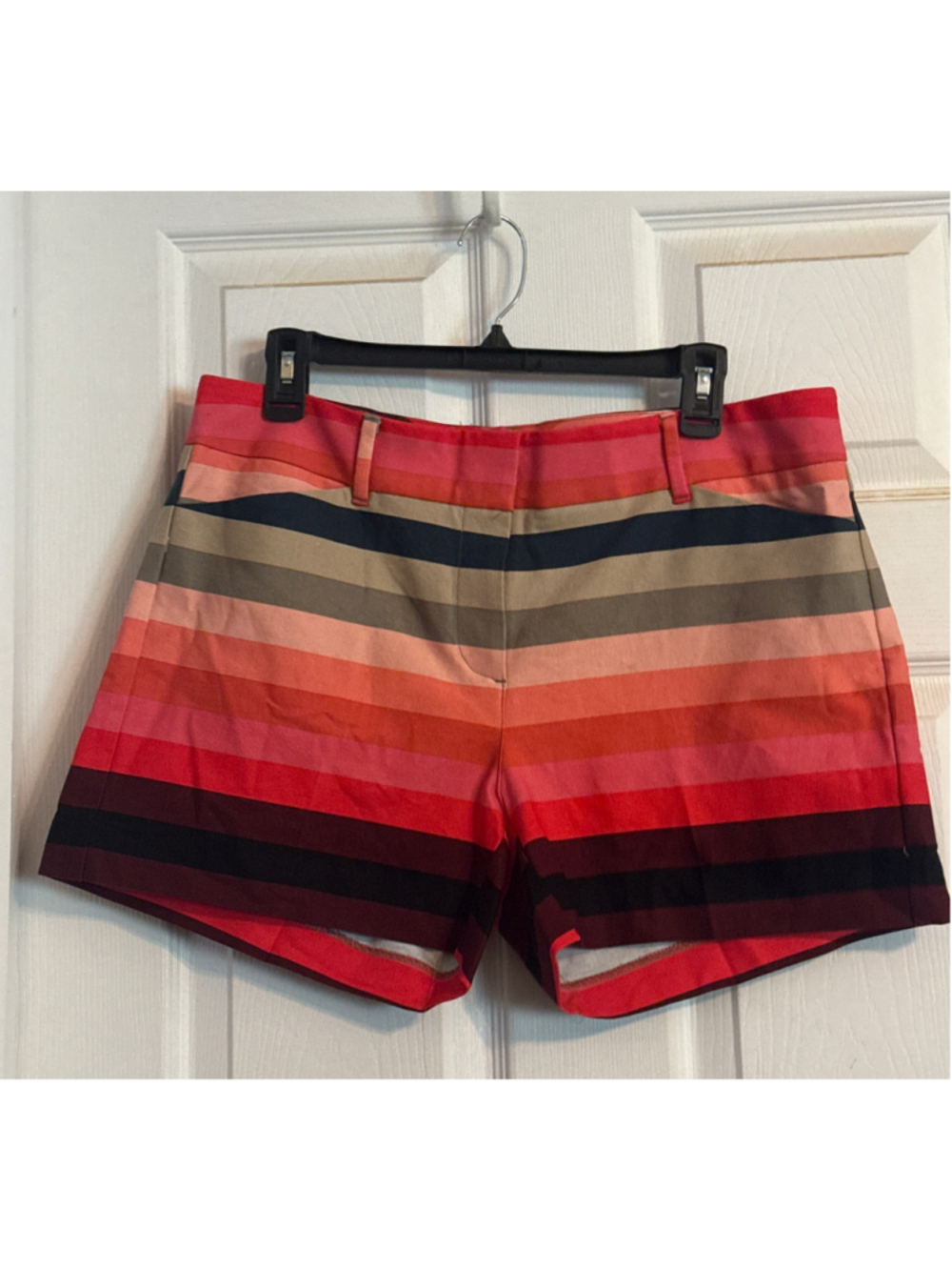 New York & Company Striped Shorts Size 10 Red Beige